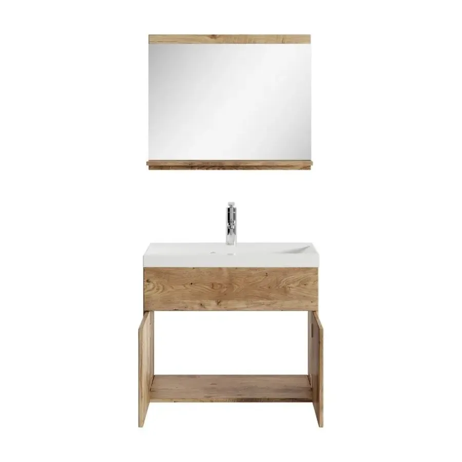 Badplaats Badkamermeubel Montreal Set 02 60 cm – Kastanje Eiken – Hangend Meubel