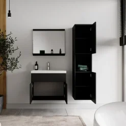 Badplaats Badkamermeubel Set Montreal 60 x 35 cm - Mat zwart - Badmeubel met