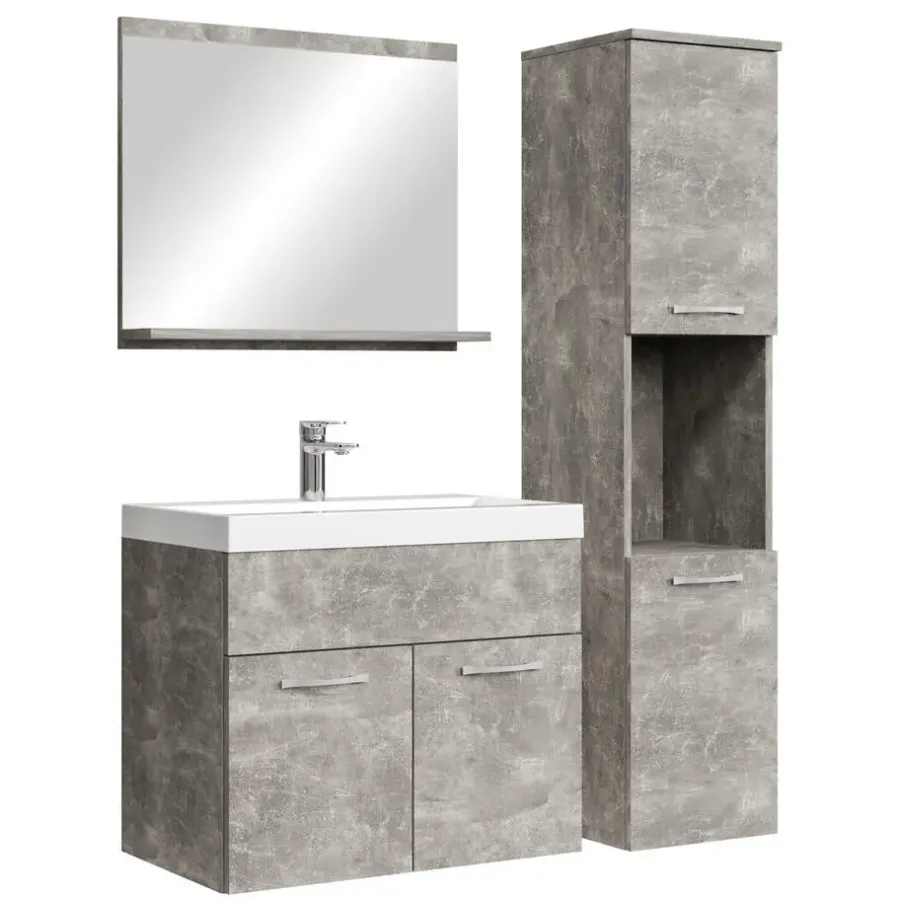 Badplaats Badkamermeubel Set Montreal 60 x 35 cm - Beton Grijs - Badmeubel met