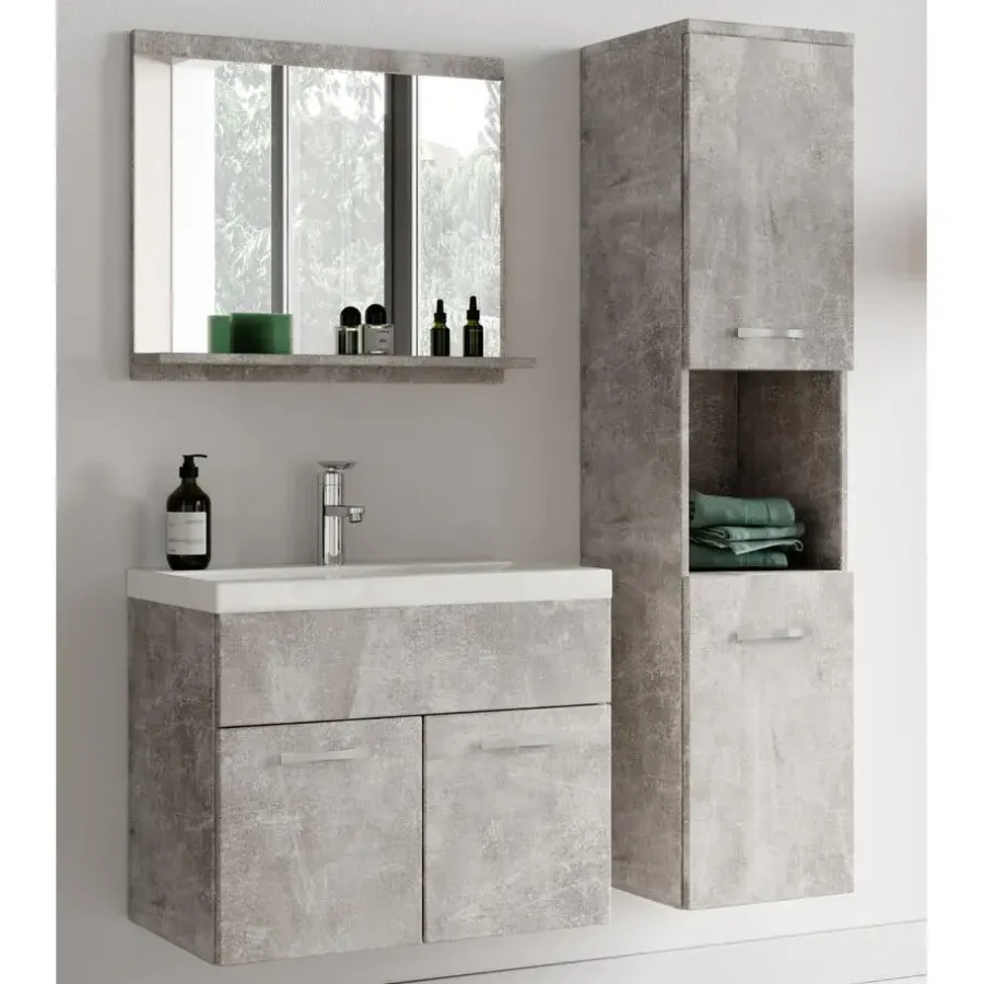 Badplaats Badkamermeubel Set Montreal 60 x 35 cm - Beton Grijs - Badmeubel met