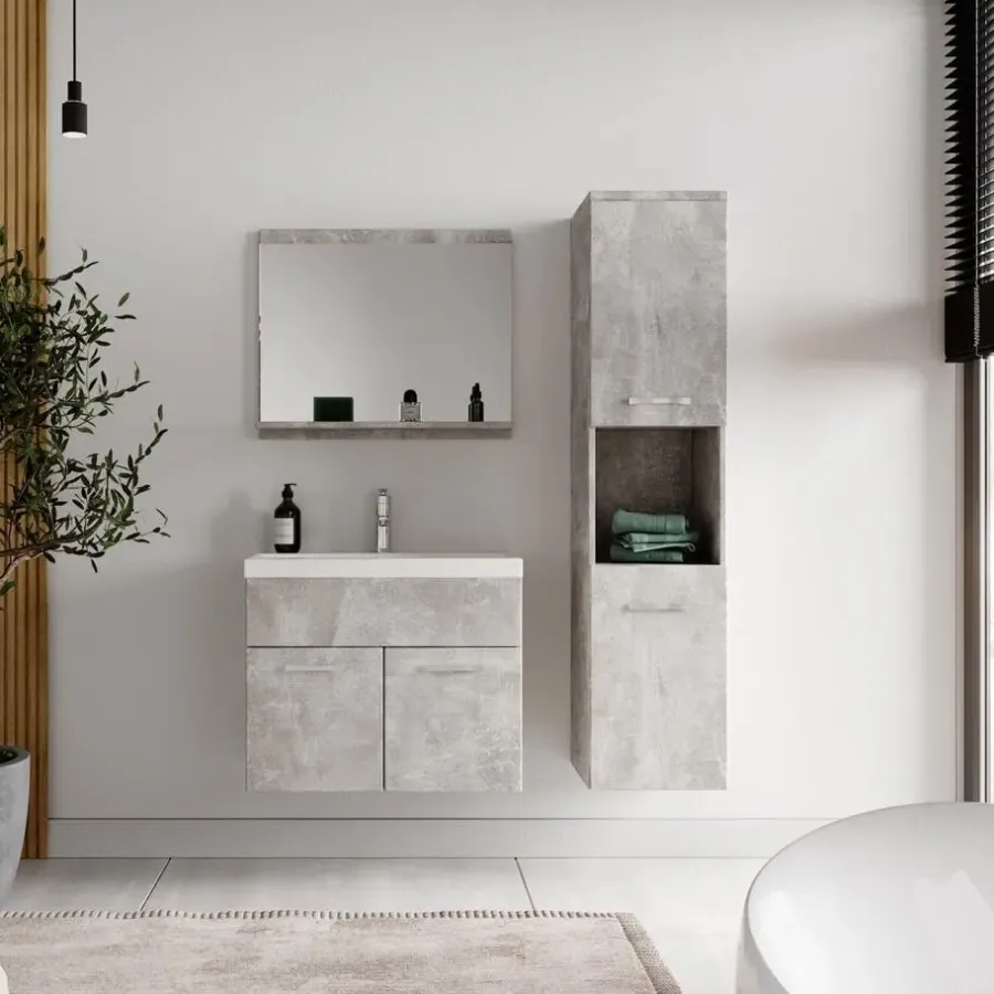 Badplaats Badkamermeubel Set Montreal 60 x 35 cm - Beton Grijs - Badmeubel met