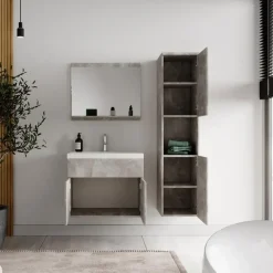 Badplaats Badkamermeubel Set Montreal 60 x 35 cm - Beton Grijs - Badmeubel met