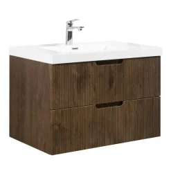 Badmeubelsets-Badplaats Badkamermeubel Set Thermis 80cm - Walnoot Bruin - Badmeubel met