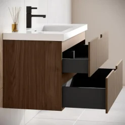 Badmeubelsets-Badplaats Badkamermeubel Set Thermis 80cm - Walnoot Bruin - Badmeubel met