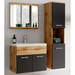 Badmeubelsets-Badplaats Badkamermeubel Set Montreal 60 x 35 cm - Eiken met Zwart - Badmeubel