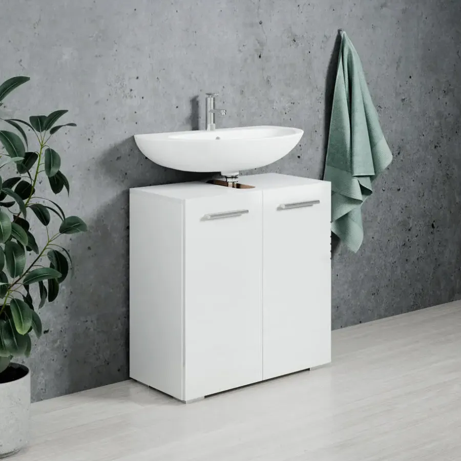 Wastafelkasten-Badplaats Wastafel Onderkast Jupiter 60 x 30 x 60 cm - Wit - Badkamerkast –