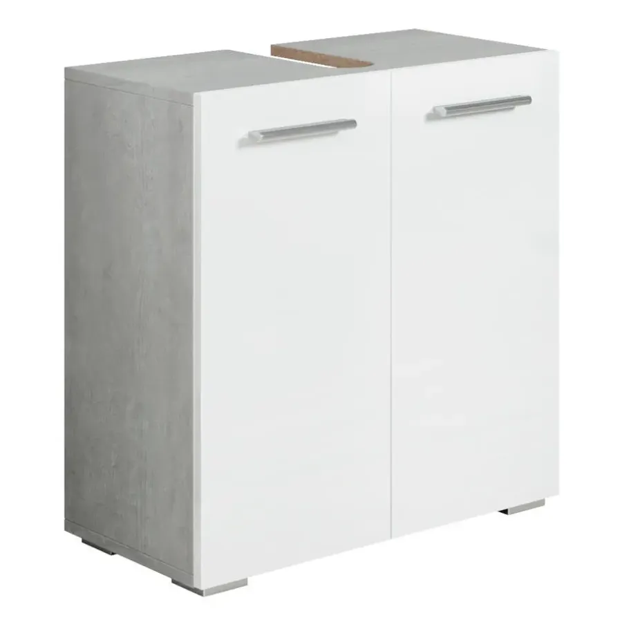 Wastafelkasten-Badplaats Wastafel Onderkast Jupiter 60 x 30 x 60 cm - Beton grijs met wit -