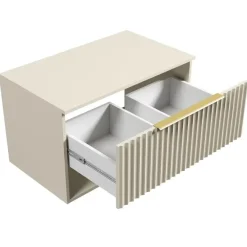 Badplaats Wastafelkast Kelo 80 cm - Beige - Badmeubel met 1 Lade en Open Vak