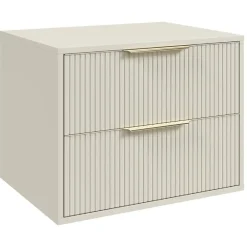 Wastafelkasten-Badplaats Wastafelkast Rimini 60 cm – Beige – Hangend Badmeubel met 2 Lades en