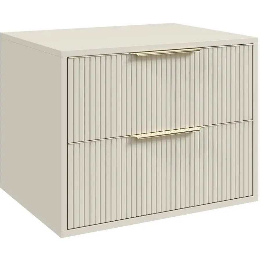 Wastafelkasten-Badplaats Wastafelkast Rimini 60 cm – Beige – Hangend Badmeubel met 2 Lades en