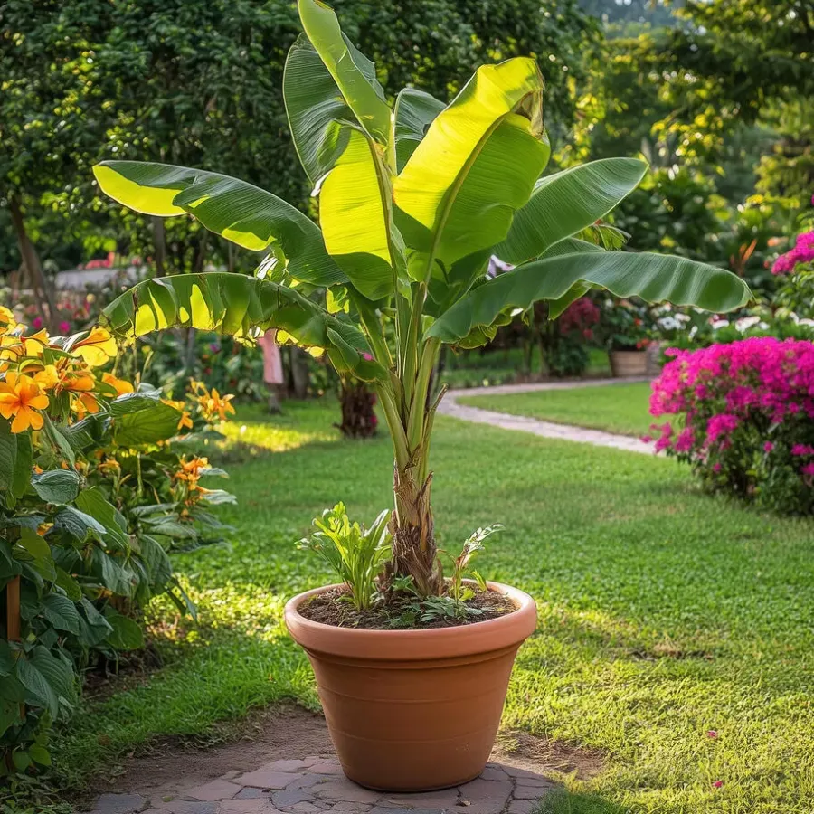 Plant in a Box Bananenplant - Musa basjoo - Hoogte 55-70cm - ⌀21cm