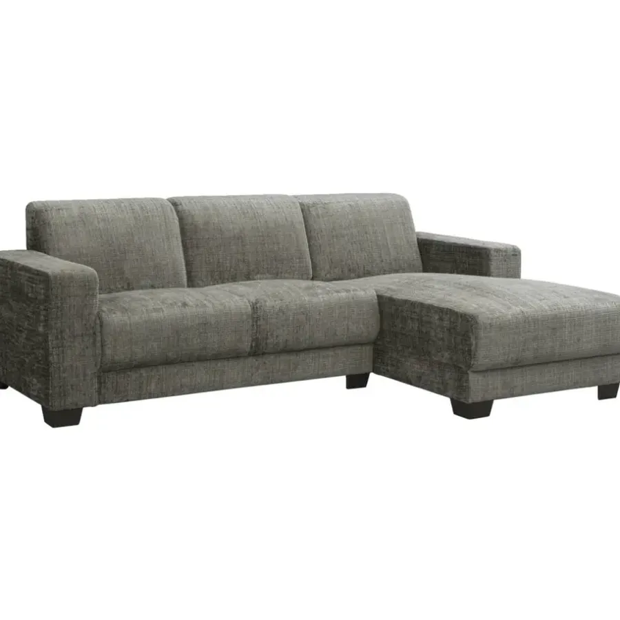 Hoekbanken-Leen Bakker Bank Aberdeen met chaise longue rechts - Cremona - grijs