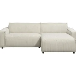 Hoekbanken-Leen Bakker Bank Brooklyn met chaise longue rechts - Soop - crème