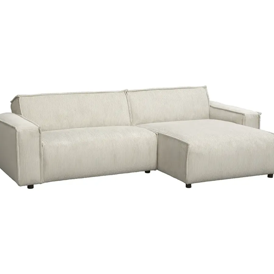 Hoekbanken-Leen Bakker Bank Brooklyn met chaise longue rechts - Soop - crème