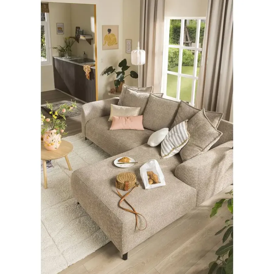 Hoekbanken-Leen Bakker Bank Elsa met chaise longue rechts - taupe
