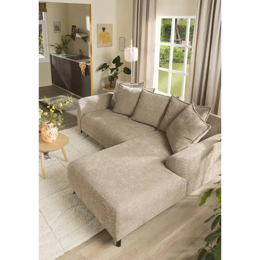 Hoekbanken-Leen Bakker Bank Elsa met chaise longue rechts - taupe