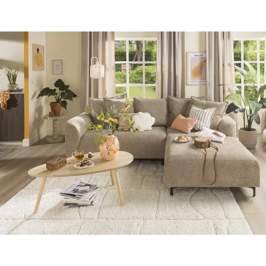 Hoekbanken-Leen Bakker Bank Elsa met chaise longue rechts - taupe