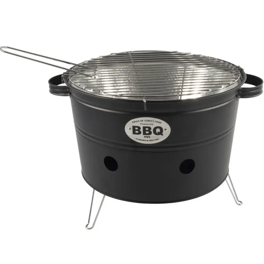 Barbecues En Accessoires-Merkloos Barbecue emmer - tafelmodel - zwart - 33 cm
