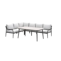Garden Impressions Barcelona lounge-diningset -5-dlg. - c. black -dark grey - valley sand