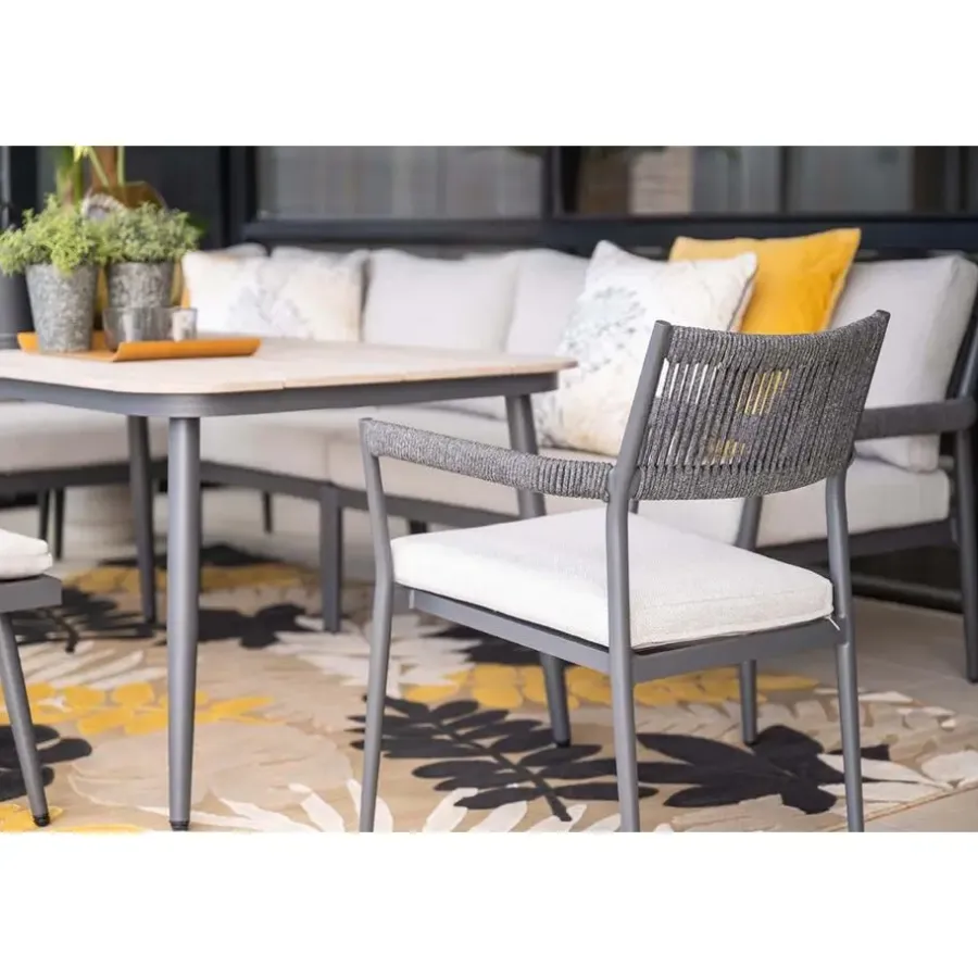 Garden Impressions Barcelona lounge-diningset -5-dlg. - c. black -dark grey - valley sand