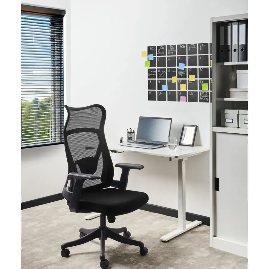 Bureaustoelen|Bureaustoelen-Leen Bakker BARD - Bureaustoel - Zwart - Stof