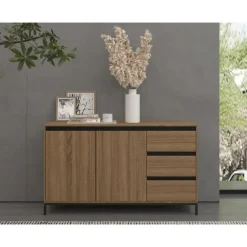 Loft24 Bari - Dressoir met 2 deuren en 3 laden en eiken effect