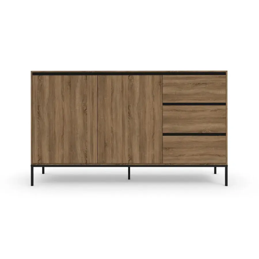 Loft24 Bari - Dressoir met 2 deuren en 3 laden en eiken effect