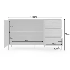 Loft24 Bari - Dressoir met 2 deuren en 3 laden en eiken effect