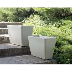 Bloempotten Voor Binnen-Beliani BARIS - Plantenbak - Beige - 60 cm - Stenenmix