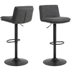 Giga Living Barkruk Donkergrijs Stof - Zithoogte 68-89cm - Tregoss - Set van 2