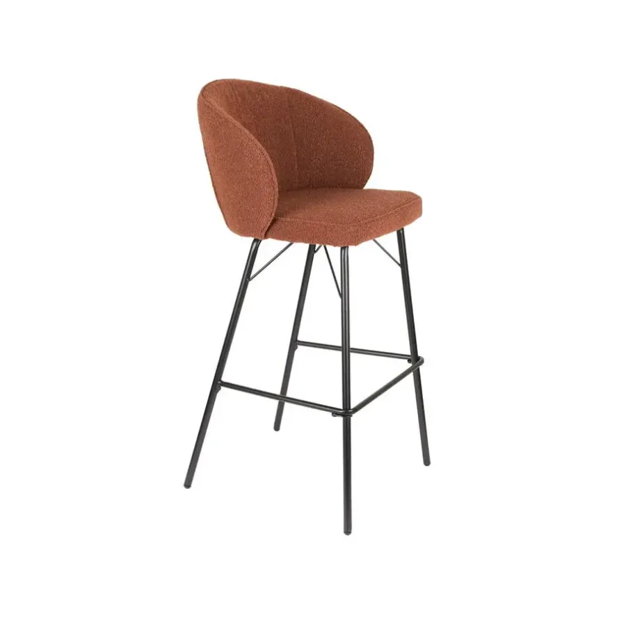 Giga Living Barkruk Oranje Stof - Zithoogte 75cm - 50x52x100cm - Joa - Set van 2