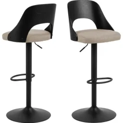 Giga Living Barkruk Zand Stof - Zitbreedte 47cm - 47x51x113cm - Lucas - Set van 2