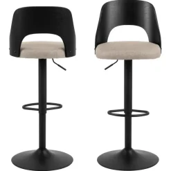 Giga Living Barkruk Zand Stof - Zitbreedte 47cm - 47x51x113cm - Lucas - Set van 2