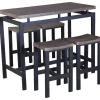 Poldimar Barset Mesin 120x60 met 4 barkrukken - bruin/zwart