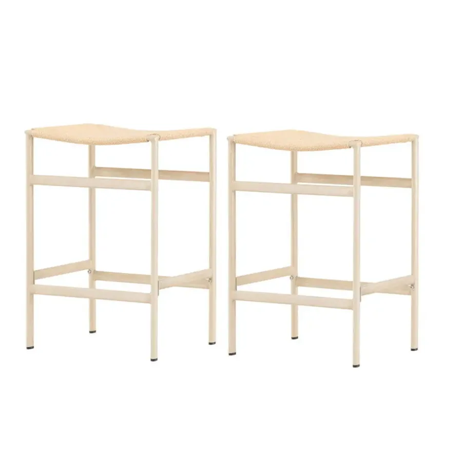 Fjôrd Barstoel Beige Touw - Polly - Set van 2