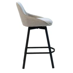 Barkrukken-Giga Meubel Barstoel Stof Beige - Zithoogte 65cm - 50x49x89cm - Roos - Set van 2