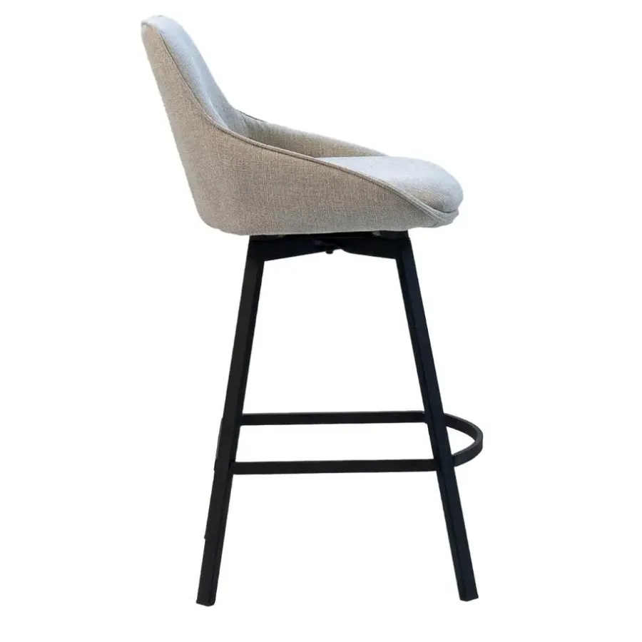 Barkrukken-Giga Meubel Barstoel Stof Beige - Zithoogte 65cm - 50x49x89cm - Roos - Set van 2