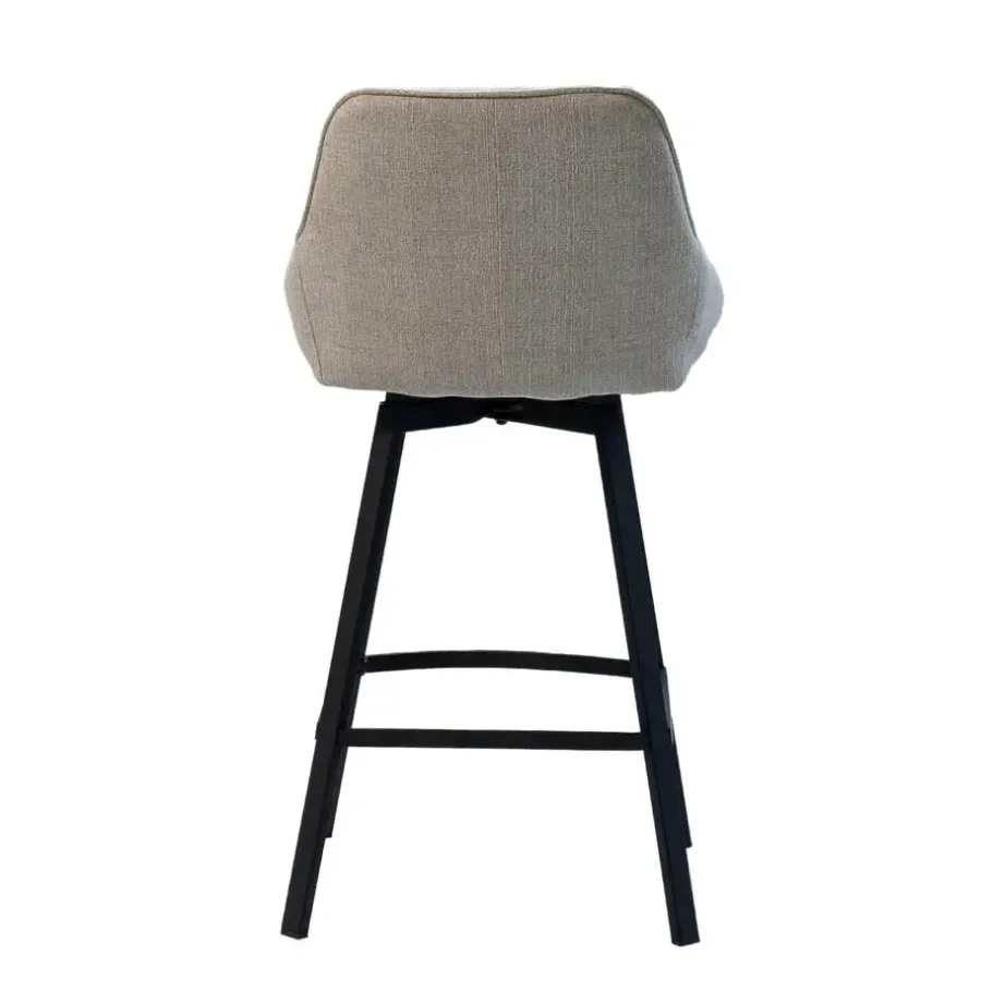 Barkrukken-Giga Meubel Barstoel Stof Beige - Zithoogte 65cm - 50x49x89cm - Roos - Set van 2