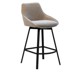 Barkrukken-Giga Meubel Barstoel Stof Taupe - Zithoogte 65cm - 50x49x89cm - Roos - Set van 2