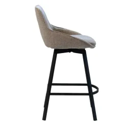 Barkrukken-Giga Meubel Barstoel Stof Taupe - Zithoogte 65cm - 50x49x89cm - Roos - Set van 2
