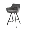 Barkrukken-Giga Living Barstoel Velvet Antraciet - Metaal - Draaibaar - 57x53x96cm - Set van 2