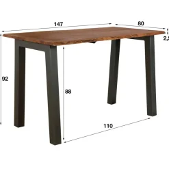 Bartafels-Giga Living Bartafel Acaciahout - 147cm - Rechthoekig - Tafel Edge