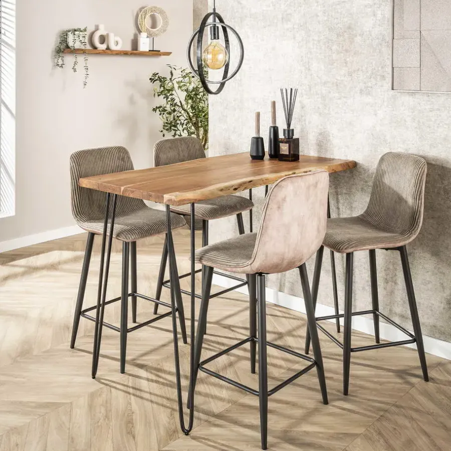 Bartafels-Giga Living Bartafel Hout 130cm - Boomstamtafel - Metalen Frame
