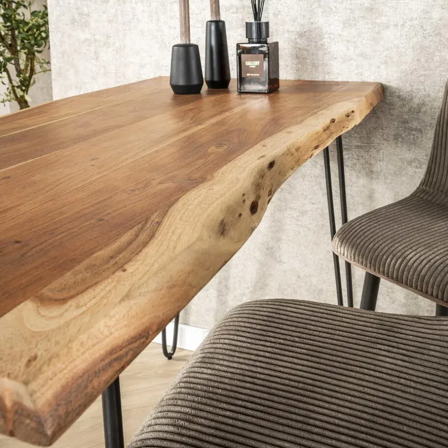 Bartafels-Giga Living Bartafel Hout 130cm - Boomstamtafel - Metalen Frame
