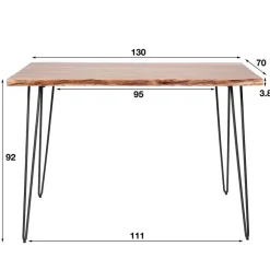 Bartafels-Giga Living Bartafel Hout 130cm - Boomstamtafel - Metalen Frame
