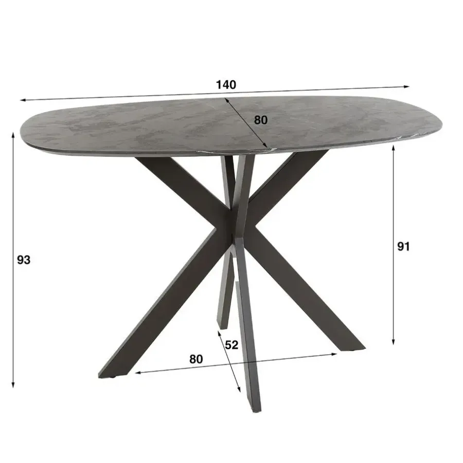 Giga Living Bartafel Keramieklook - 140x80x93cm - Kruisframe