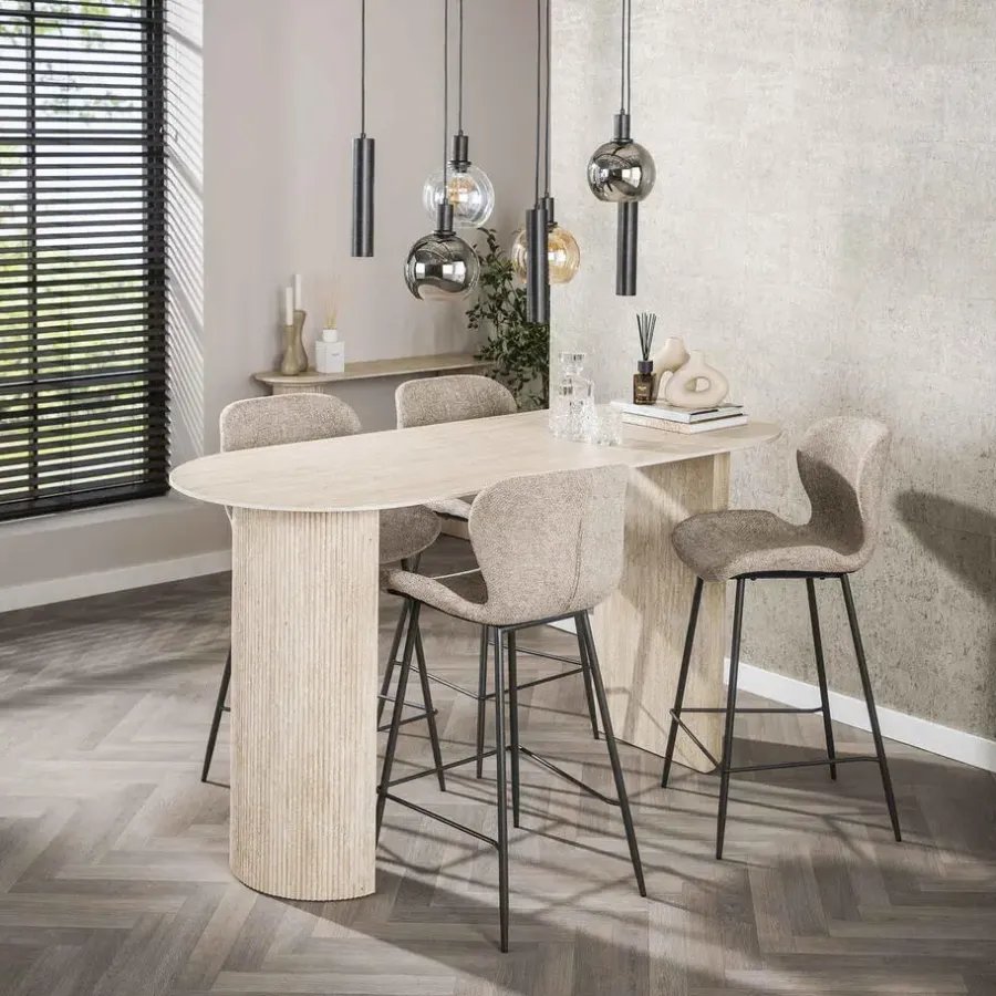 Bartafels-Giga Living Bartafel Ovaal - Keramiek Travertin - 178x70x92cm - Romano