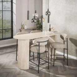 Bartafels-Giga Living Bartafel Ovaal - Keramiek Travertin - 178x70x92cm - Romano