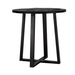 Bartafels-Giga Meubel Bartafel Rond - Zwart Mangohout - 110x110x90cm - Lowie