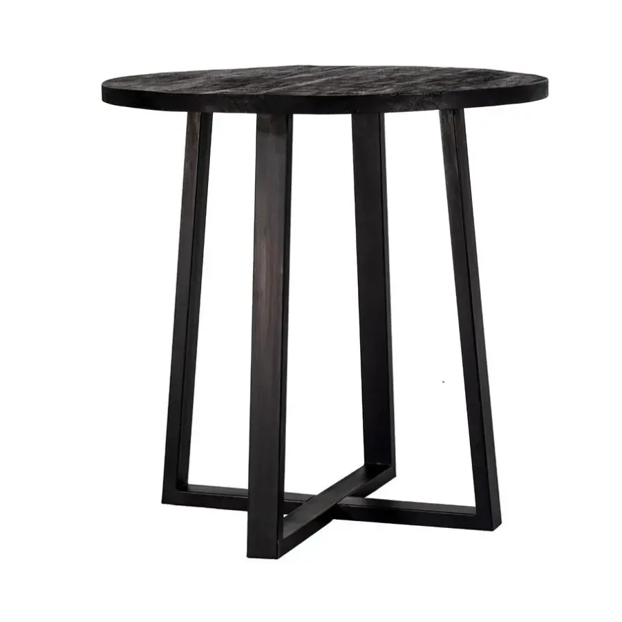 Bartafels-Giga Meubel Bartafel Rond - Zwart Mangohout - 110x110x90cm - Lowie